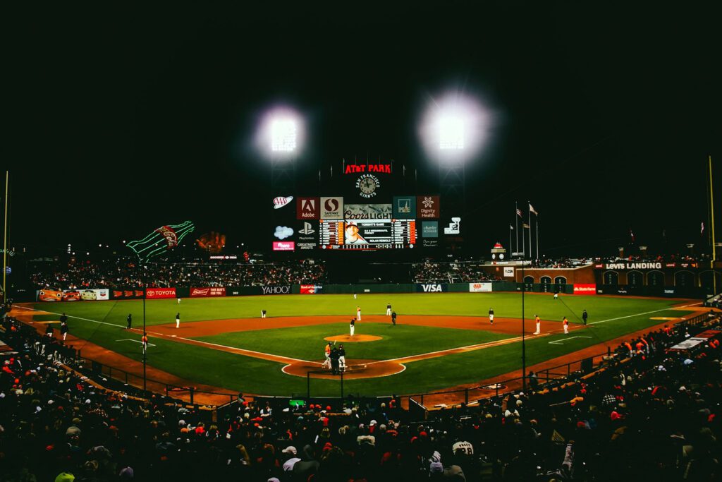 Baseball-Stadion mit LED-Anzeigen